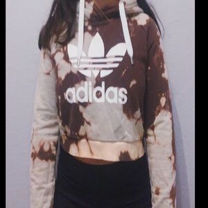 Adidas bleach dyed cropped hoodie💕